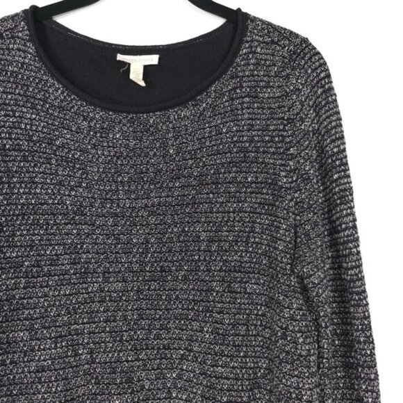EILEEN FISHER ORGANIC LINEN COTTON Size S/P Grain Round Neck Tunic Black R17OSU - Picture 7 of 10